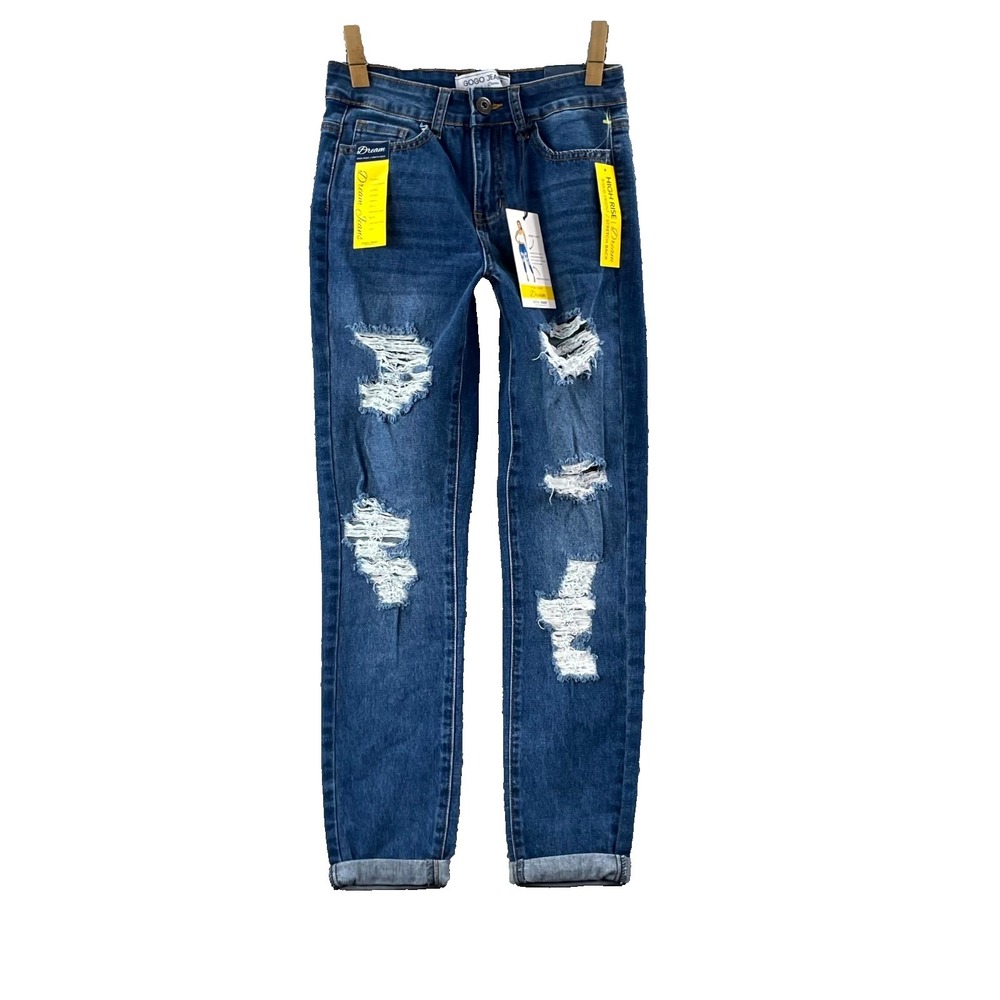Gogo Rigid Front Jeans Womens 1/25 Blue Denim High Rise Skater Grunge Streetwear
